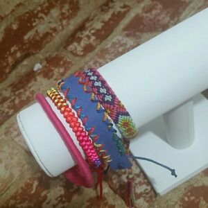 Friendship Bracelet Set 4 Street style blue pink orange purple multicolor NEW